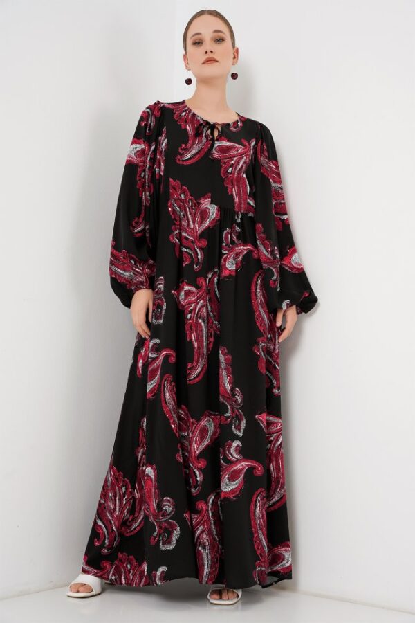 Balon Kol Uzun Tesettür Elbise 2464 - Y.Kırmızı