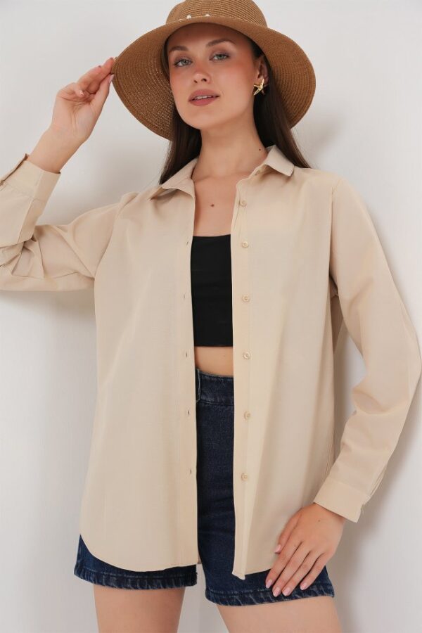 Uzun Kol Basic Gömlek 20279 - Bordo