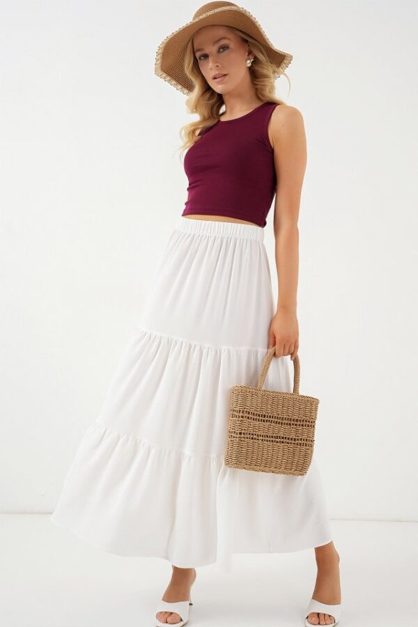 Ayrobin Uzun Etek 8048 - Beyaz