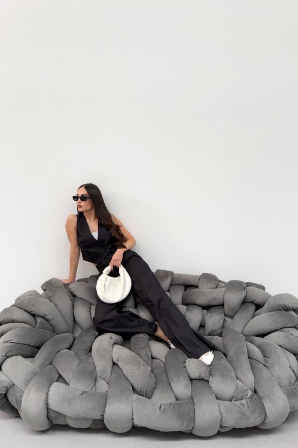 Toskana Keten Kruvaze Yaka Tek Düğmeli̇ Yelek Pantolon Takim