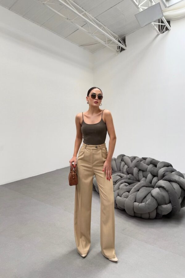 Trio Arka Bel Lasti̇k Detayli Palazzo Pantolon