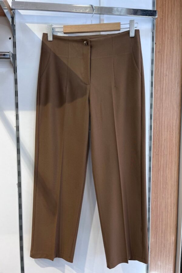 Poly Viscose Yüksek Bel Pervazli Pantolon