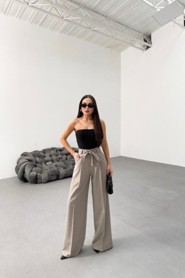 Sante Çi̇zgi̇li̇ Bel Kuşakli Palazzo Pantolon