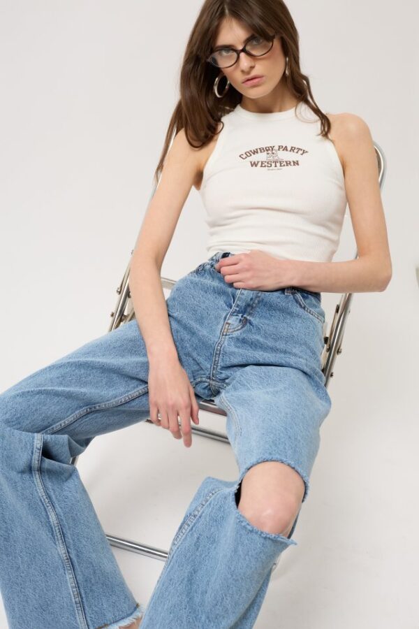 Lazer Kesim Wide Leg Jean