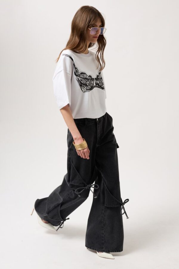 Kurdele Detay Kargo Cep Geniş Paça Jean