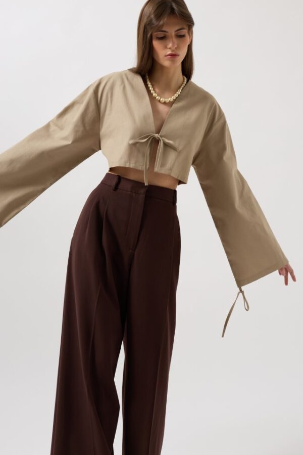 Bağlama Detay Uzun Kol Bluz