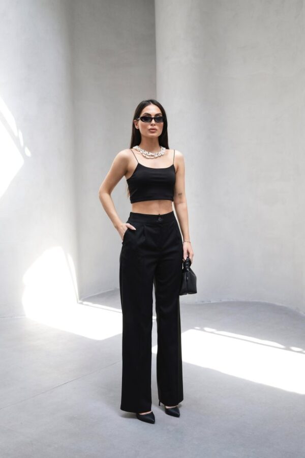 Arkasi Lasti̇kli̇ Pi̇leli̇ Dökümlü Wide Leg Pantolon