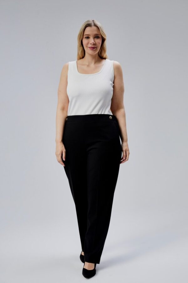 Dekorati̇f Düğmeli̇ Arka Bel Lasti̇kli̇ Büyük Beden Pantolon