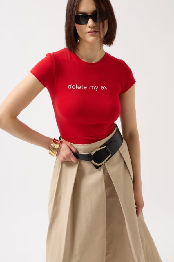 Delete My Ex Baskılı Likralı Crop T-Shirt