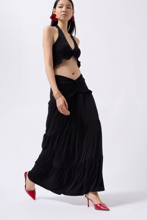 Büzgü Detay Asimetrik Bel Etek