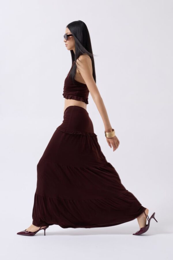 Büzgü Detay Asimetrik Bel Etek