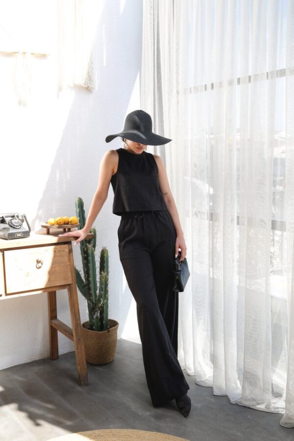 Keten Bluz Ve Pantolon İki̇li̇ Takim