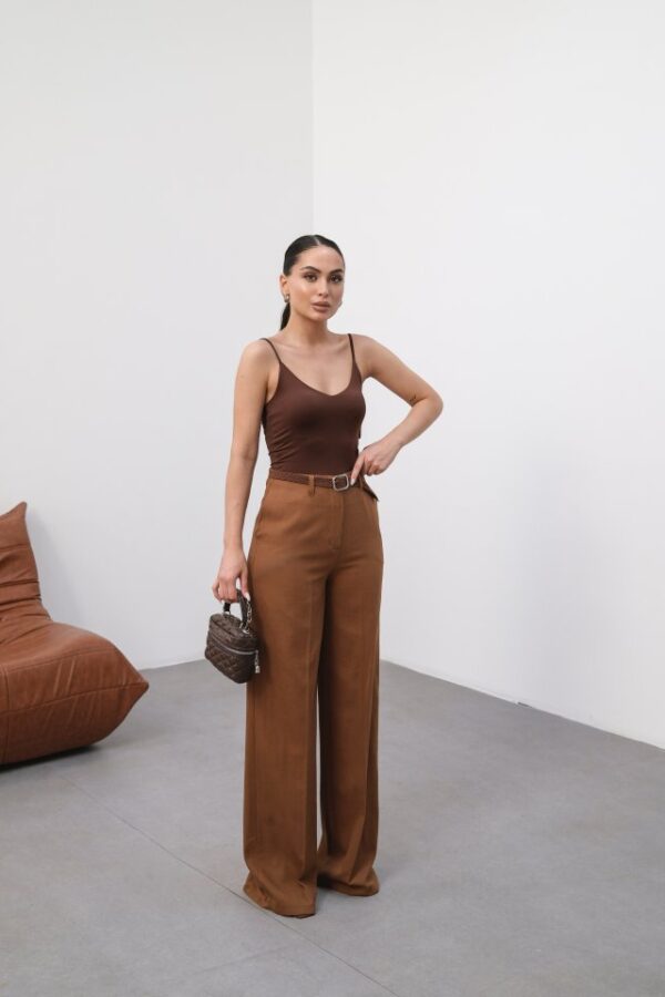 Keten Kemerli̇ Ve Dökümlü Palazzo Pantolon (Kemer Dahi̇l)