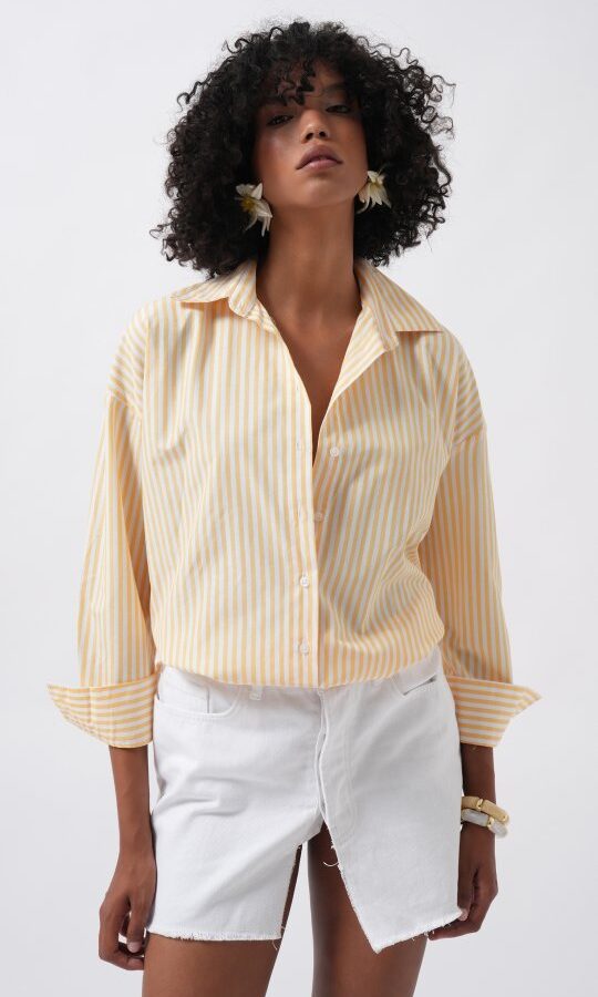 Çizgili Detay Oversize Gömlek