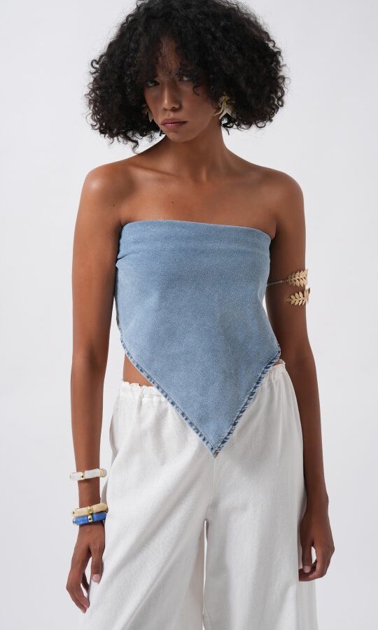 Bağlamalı Denim Crop