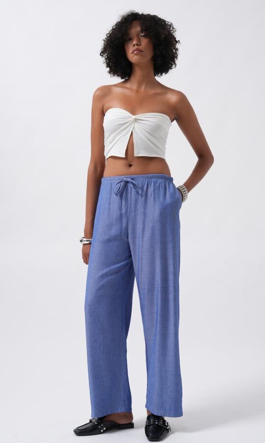 İnce Kemerli Bağcık Detay Pantolon