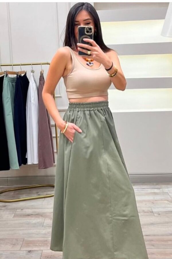 Elastik Belli Midi Etek