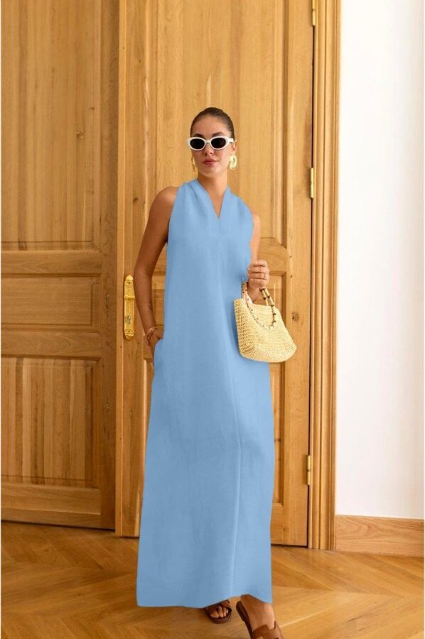 V Yaka Paraşüt Elbise