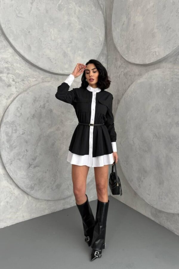 Kemer Detaylı Gömlek Elbise