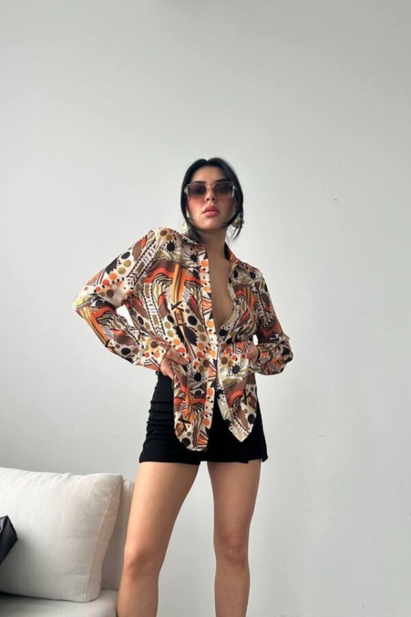 Desenli Oversize Gömlek