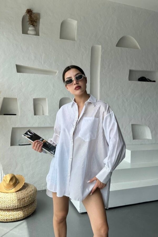 Oversize Çizgili Gömlek
