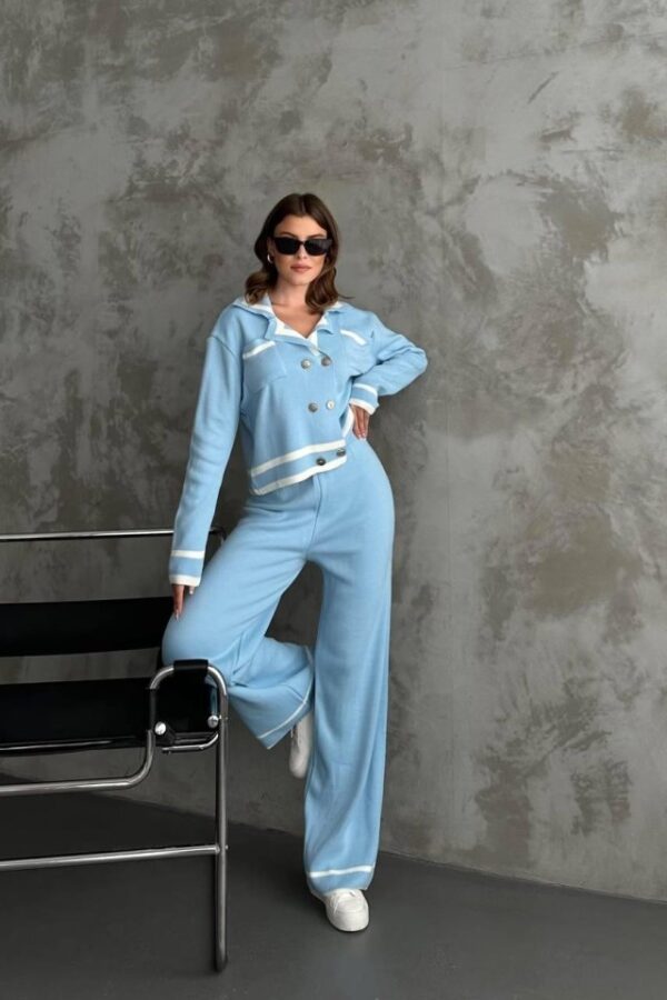 Şerit Detaylı Hırka Pantolon İkili Takım