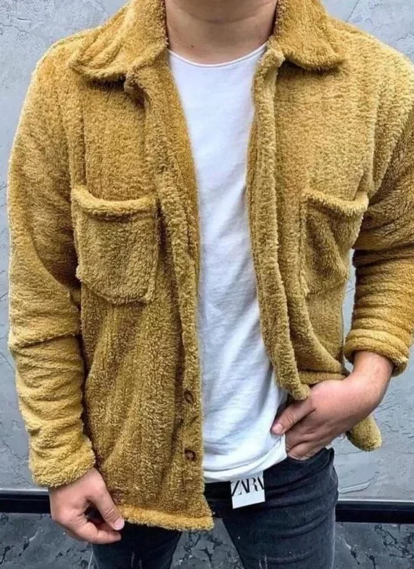 Erkek Polar Düğmeli Hırka - Sarı