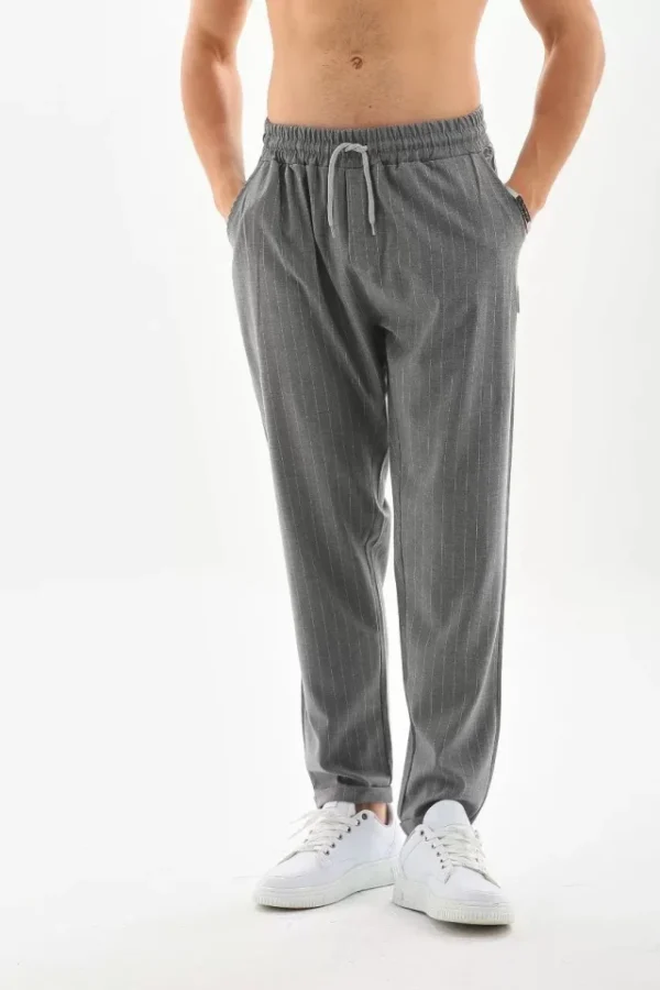 Unisex Çizgili Eşofman Altı - Füme