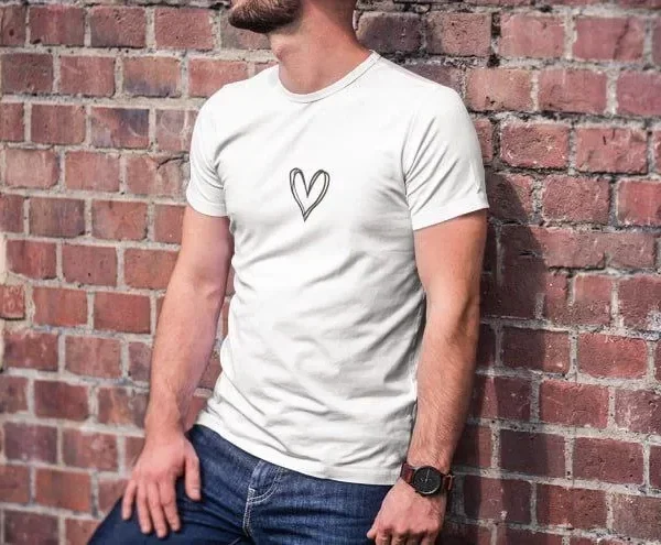 Unisex Bisiklet Yaka Baskılı Oversize T-Shirt - Beyaz