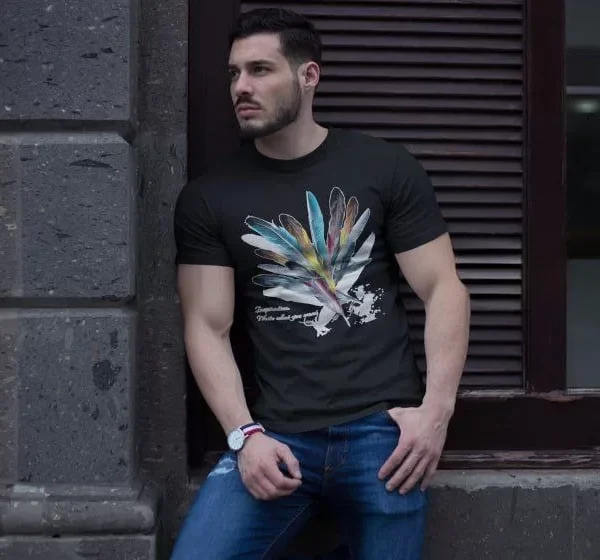 Unisex Bisiklet Yaka Baskılı Oversize T-Shirt - Siyah