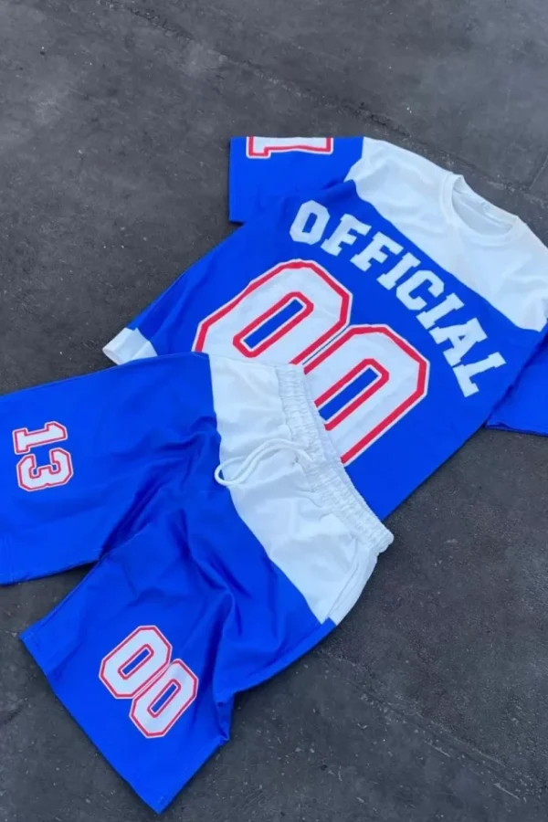 Erkek Dijital Baskılı Şortlu Takım - Mavi