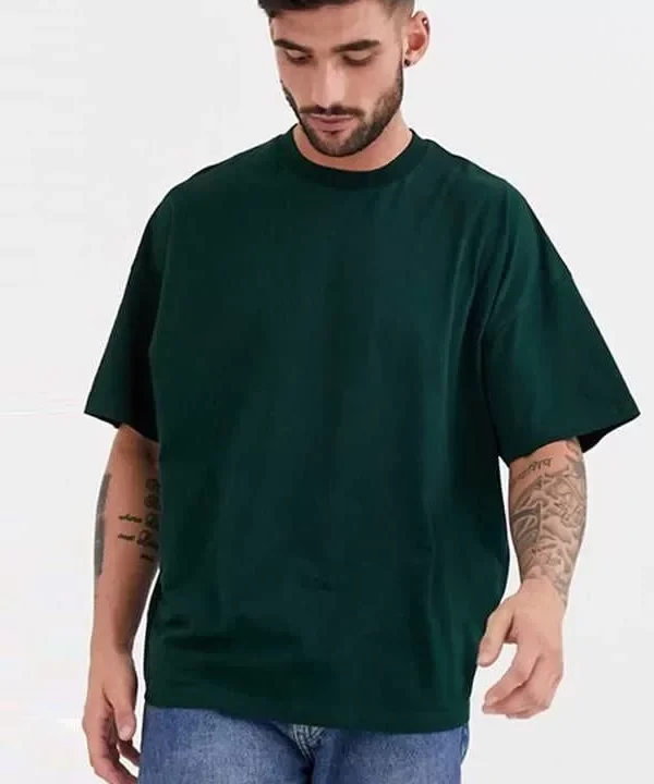 Unisex Basic Bisiklet Yaka Oversize T-Shirt - Haki