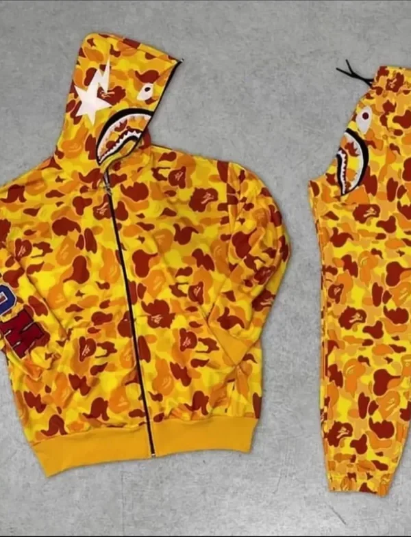 Unisex Pubg Bape X Shark Eşofman Takımı - Sarı