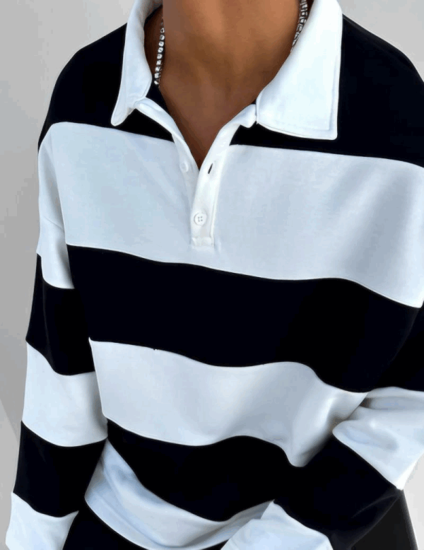 Unisex Üç İplik Parçalı Yakalı SweatShirt - Siyah