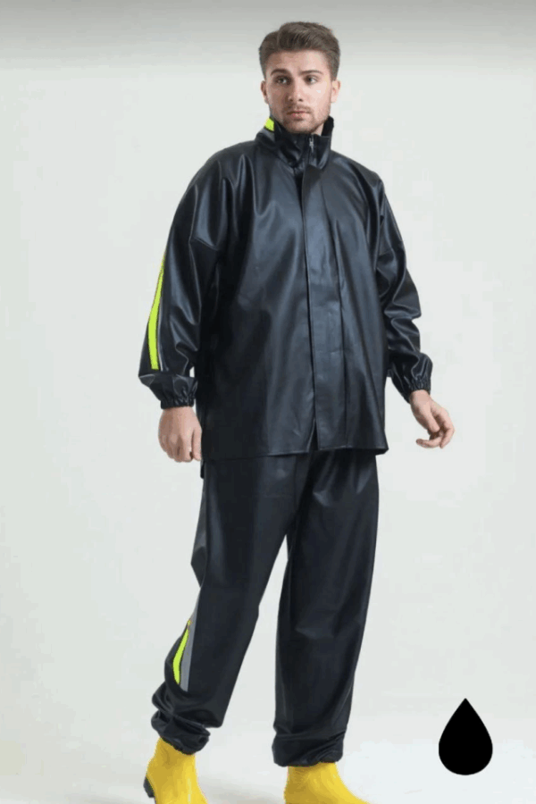 Tam Kalıp Motorcu Kurye Su Gecirmez Yağmurluk Takım - Siyah