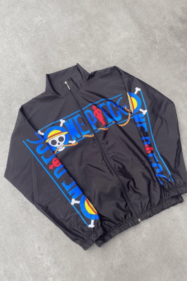 Unisex Fermuarlı Dijital Baskılı Rüzgarlik - Siyah