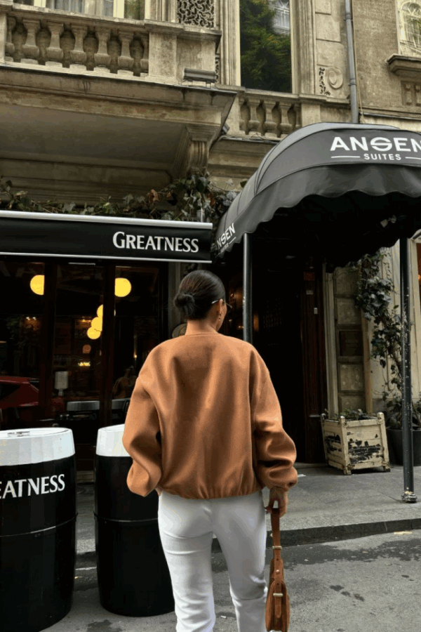 Kaşe Kaşmir Fermuarlı CEKET - Kahve