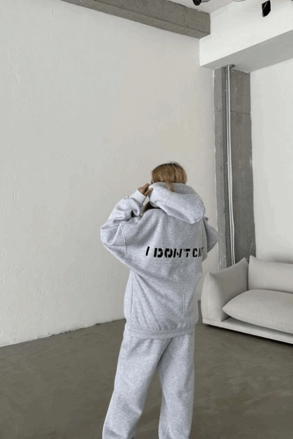 Nakış İşlemeli Üç İplik Sweat Takım- Gri