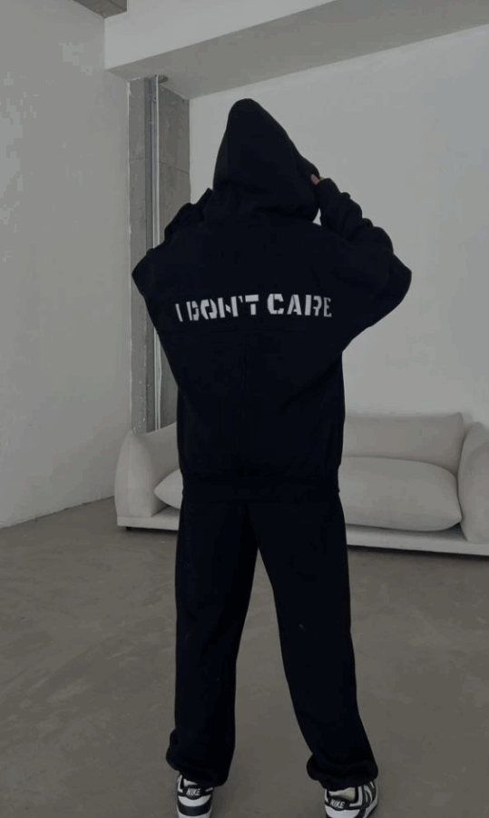 Nakış İşlemeli Üç İplik Sweat Takım- Siyah