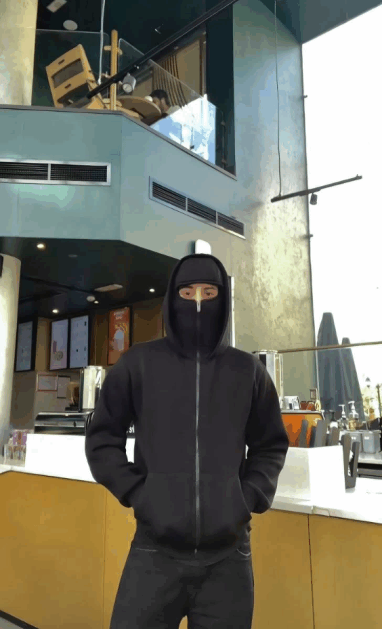 Samuray ZIP Fermuarlı Kapüşonlu SweatShirt- Siyah