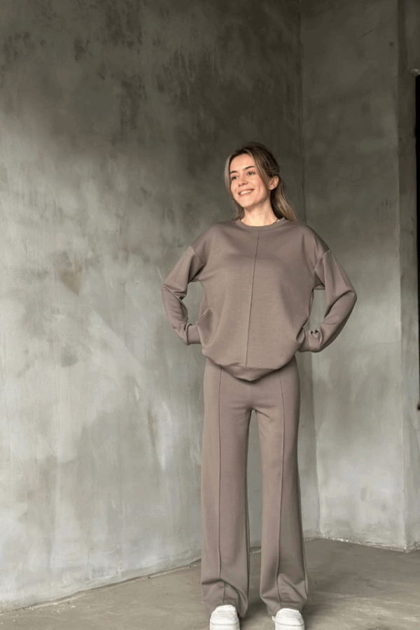 Osy Modal Yumuşak Dokulu Kumaş Bisiklet Yaka Takım- Gri