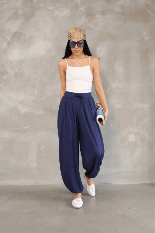 Osy Modal Yumuşak Dokulu Kumaş Şalvar Pantalon - Lacivert