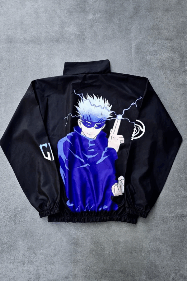 Fermuarlı Dijital Baskılı Rüzgarlık - Siyah