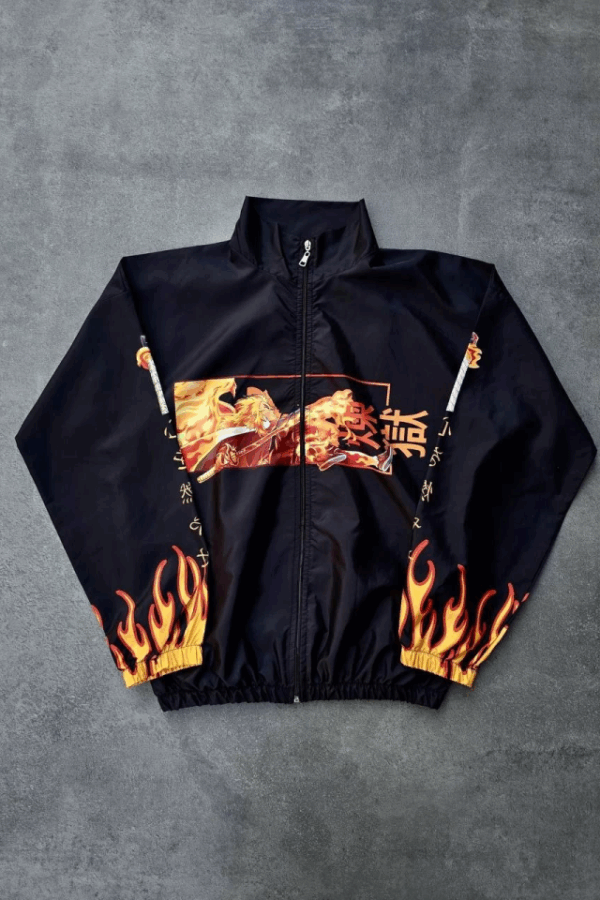 Fermuarlı Dijital Baskılı Rüzgarlık - Siyah