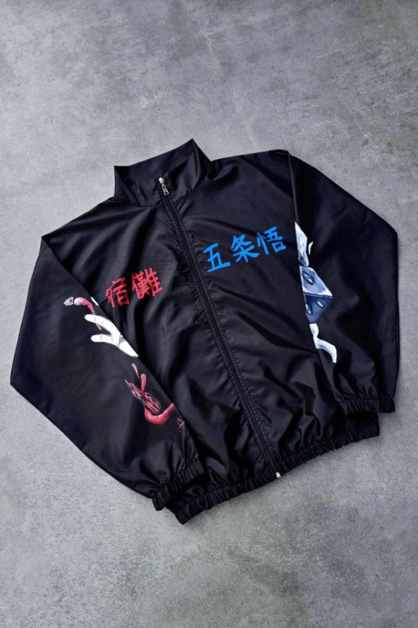 Fermuarlı Dijital Baskılı Rüzgarlık - Siyah