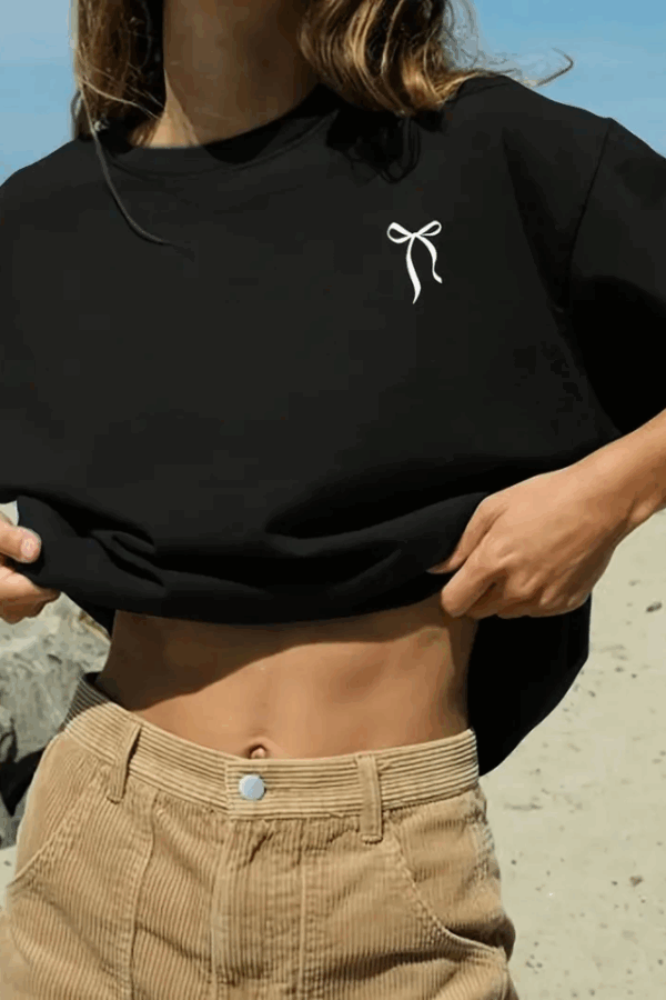 Fiyonk Baskılı Siyah Oversize Unisex T-shirt- Siyah