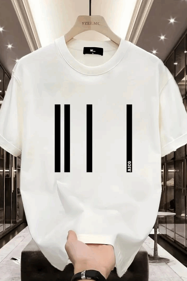 Baskılı Oversize Bisiklet Yaka T-shirt - Beyaz