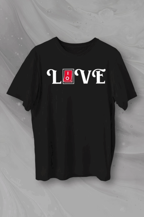 Sevgililer Günü İçin Özel Tasarım Love Baskılı T-shirt - Siyah