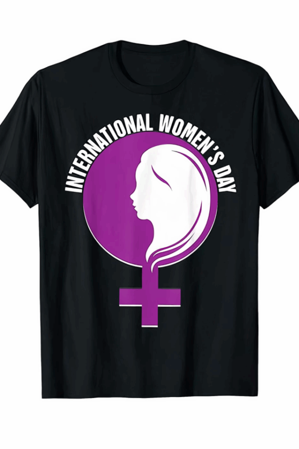 8 Mart Dünya Kadınlar Günü İçin Özel Baskılı T-shirt - Siyah