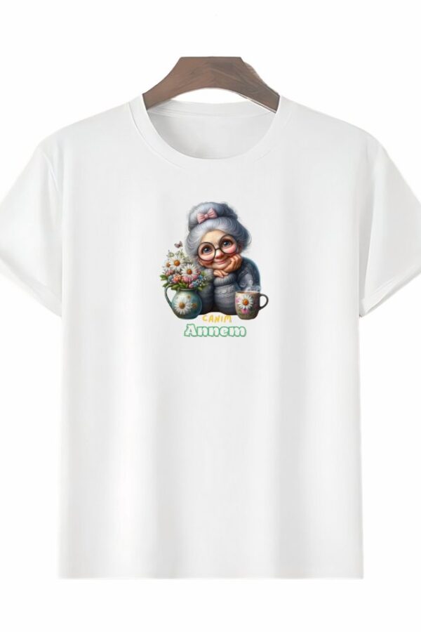 Anneler Gününe Özel Tasarım Canım Annem Baskılı T-shirt - Beyaz